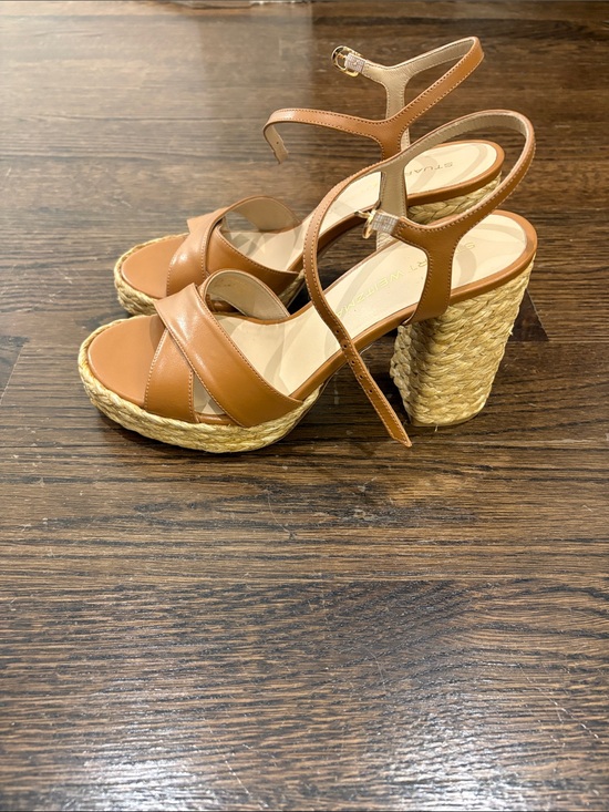 Stuart Weitzman Shoes - Stuart Weitzman Women’s Tan Leather Platform Sandals with Ankle Strap